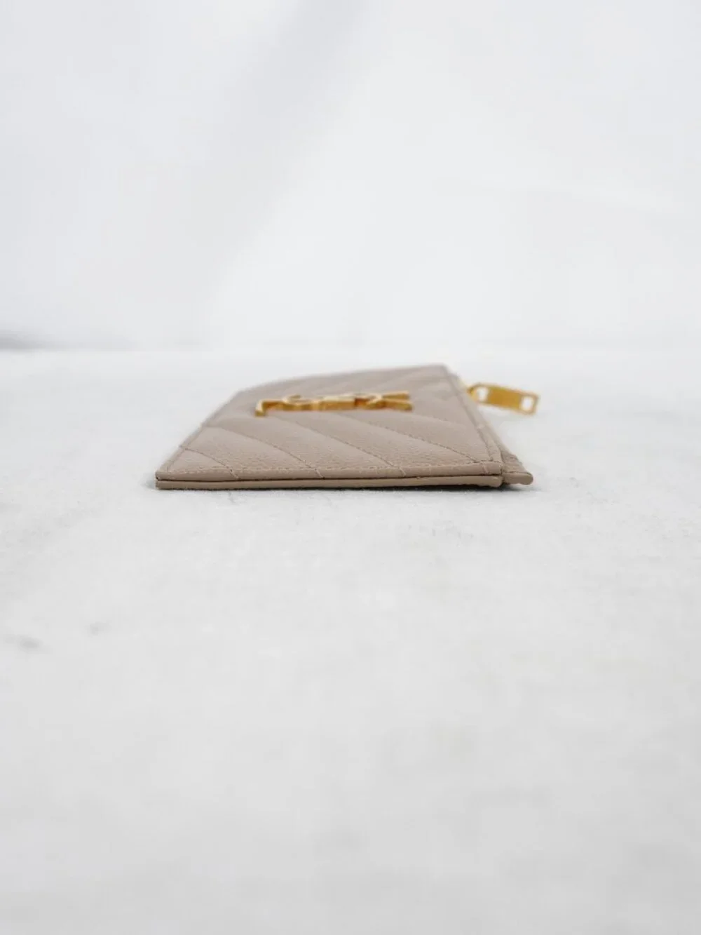 Saint Laurent Cassandre Matelasse Fragments Card Case Wallet In Dark Beige - NWT - Picture 6 of 11